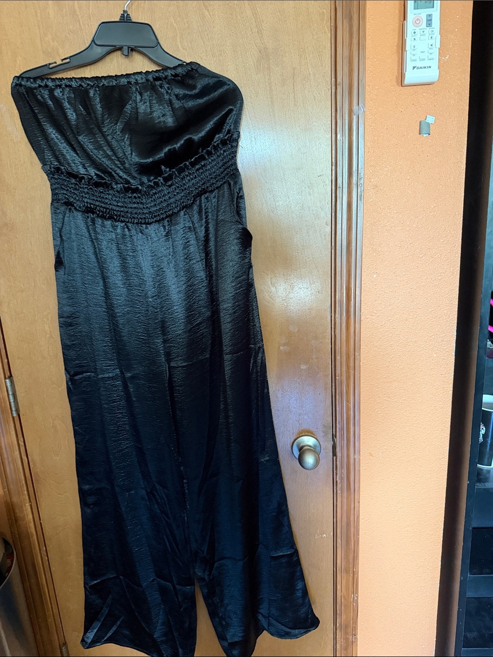 She + Sky Black Strapless Satin palace